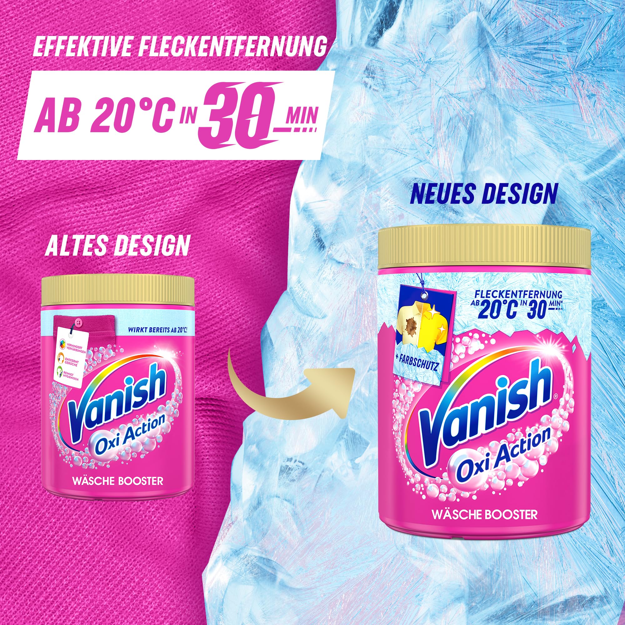 Vanish Oxi Action Pulver Pink – 1 x 1,125 kg – Fleckenentferner und Wäsche-Booster Pulver ohne Chlor – Für bunte Wäsche 7