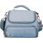 BUILT Insulated Lunch Bag with 'The Mindful' Design, Polyester, Grey/Pale Pink, 18.5 x 27 x 21 cm