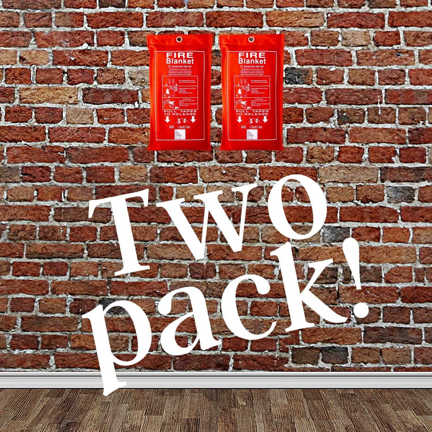 N2 2-Pack/Emergency Fire Blanket/Flame Retardant Survival Gear and Equipment by B&W Systems/Safety Cover for Kitchen/Fireplace/Car/Office/Warehouse/Emergency Supplies Tested in The USA: Home & Kitchen