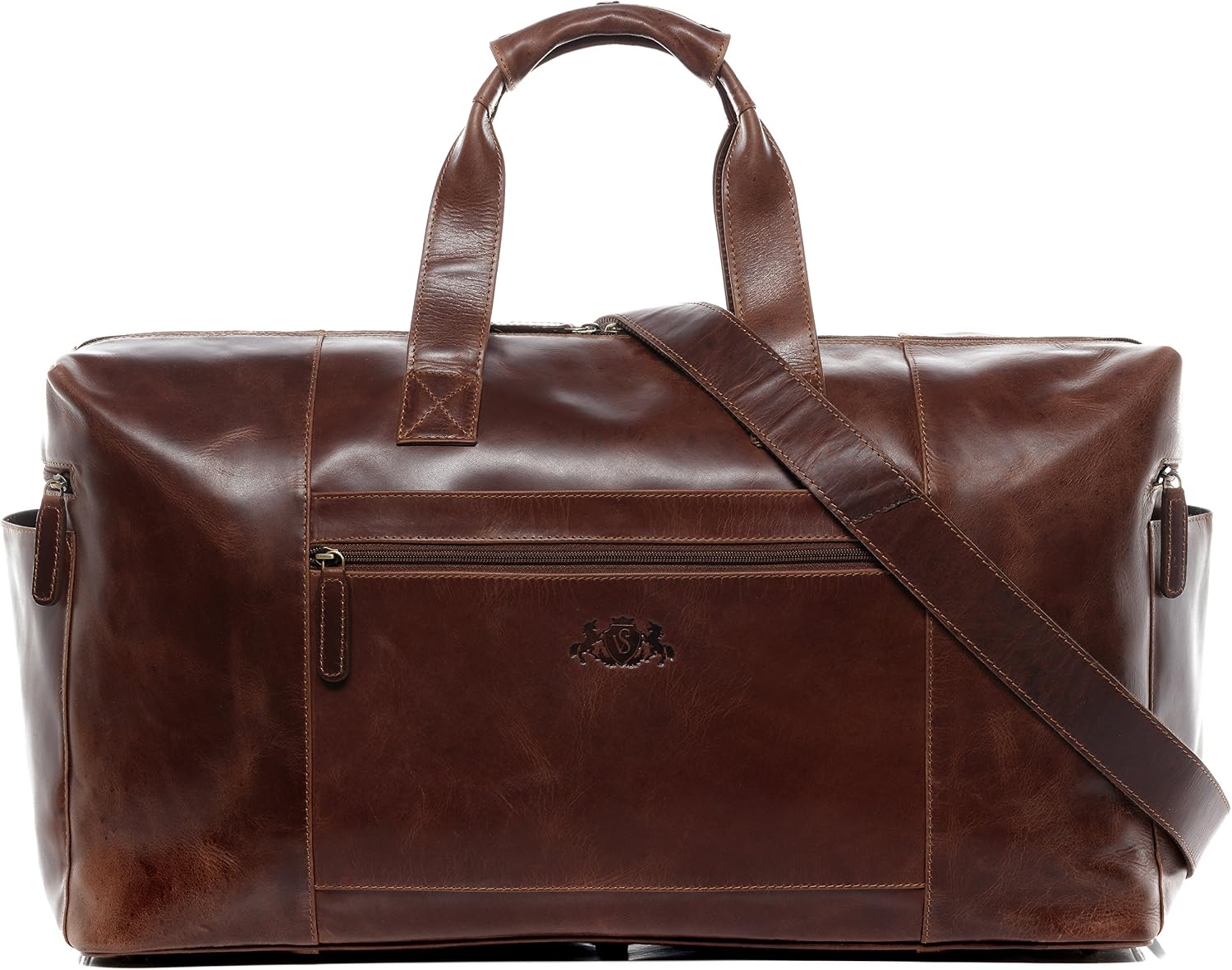 SID & VAIN Travel Bag Holdall Bristol XL Duffel Bag Real Leather Weekender Duffle Leather Bag Women and Men - Image 3