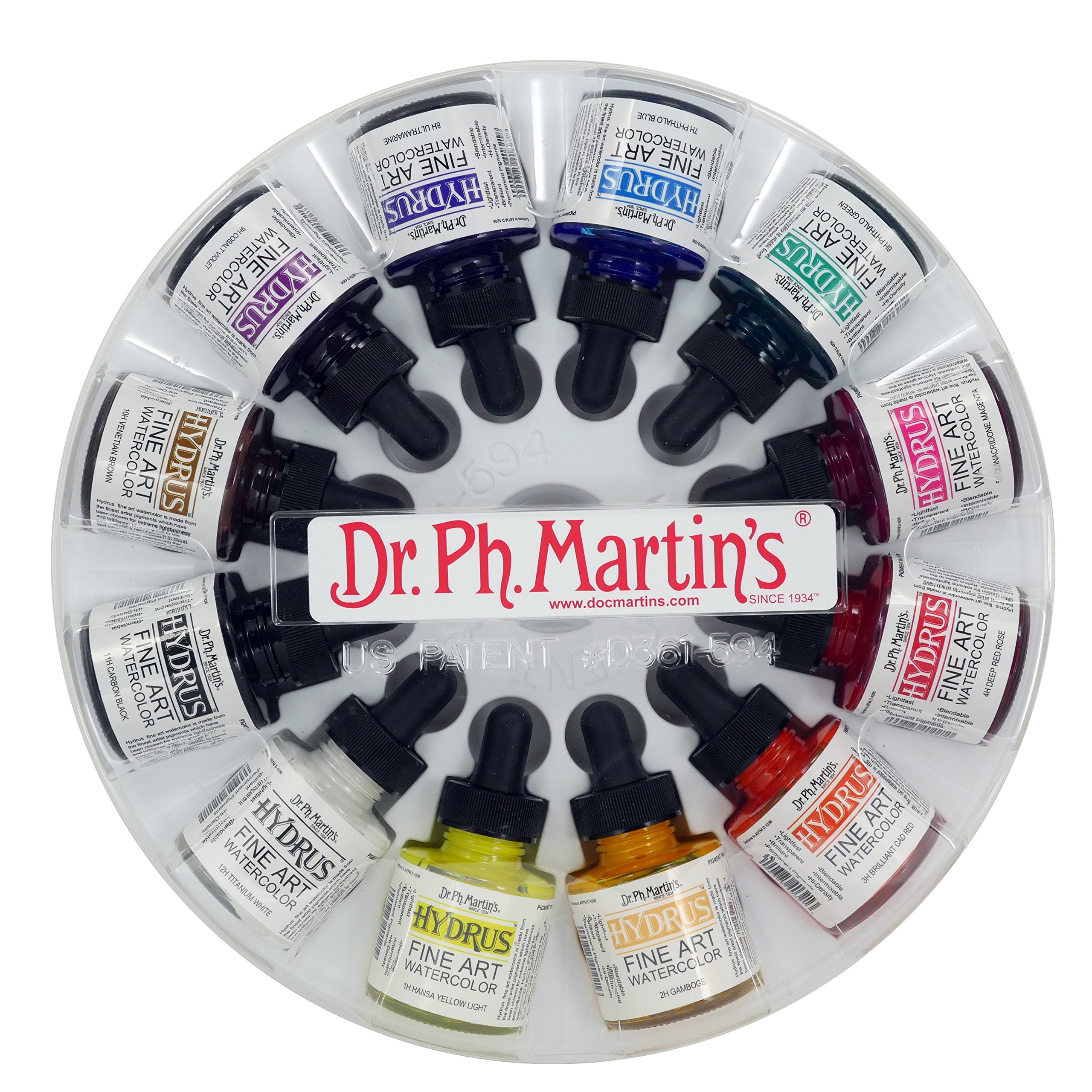 Dr. Ph. Martin's Hydrus Fine Art Watercolor, 1.0 oz, Set of 12 (Set 1)