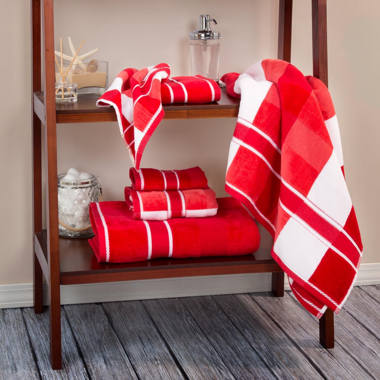 Lavish Home 100% Cotton Oakville Velour 6 Piece Towel Set-Chocolate: Home & Kitchen