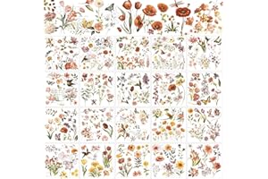 Dispowreath 25 Sheets Spring Rub on Transfers Stickers for Crafts and Furniture Decor Spring Transfers Vintage Flower Decals for Wood Fabric Home DIY, 5.9" x 5.9"