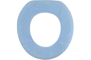 Warm-n-Comfy Soft Toilet Seat Cover - Plush & Thick Fabric Toilet Seat Warmer for Round & Elongated 14x18" Toilet Seats - Reusable, Machine-Washable, Easy-Install - Gift-Ready Packaging - Sky Blue