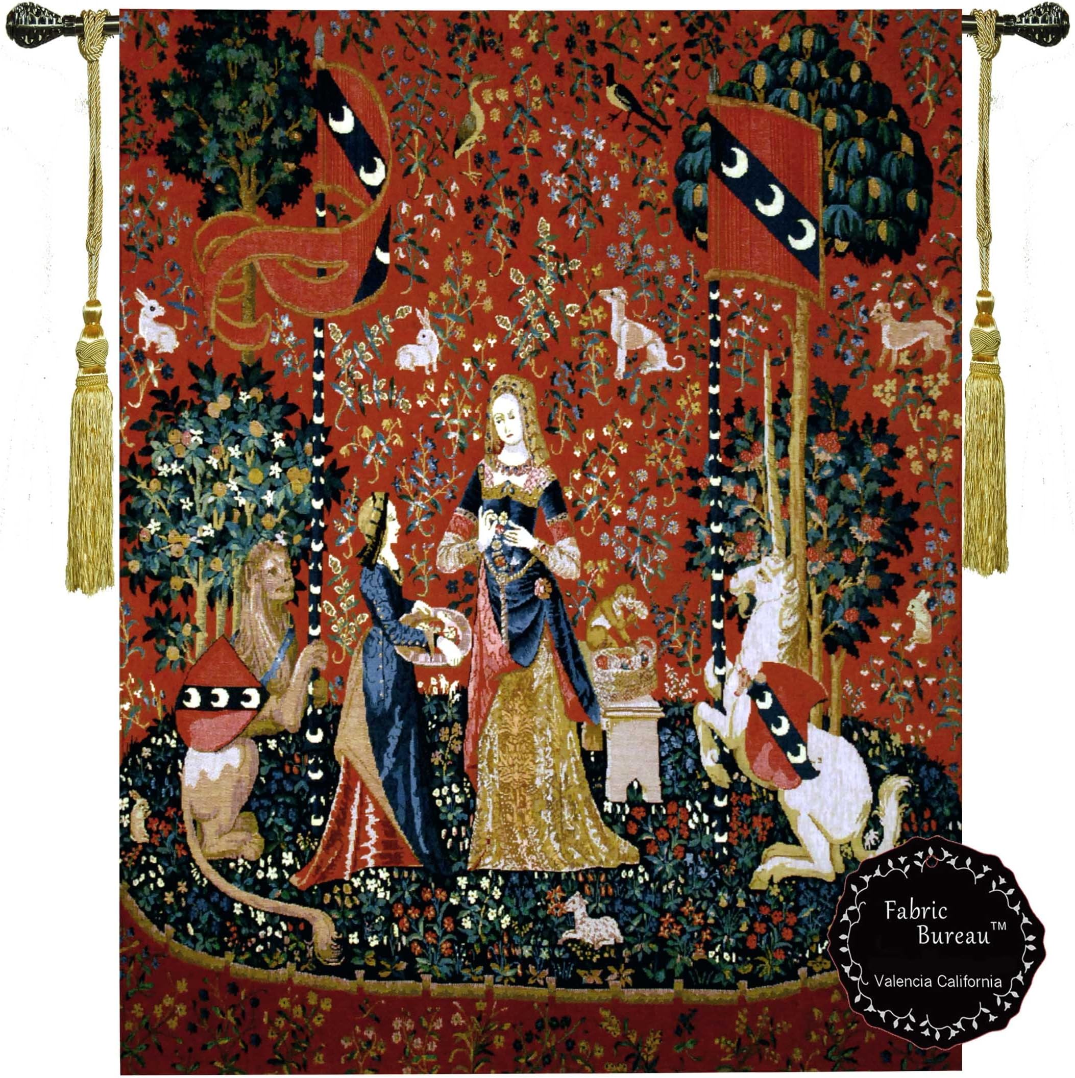 Fabric Bureau Smell-The Lady and The Unicorn Medieval Jacquard Woven 42" w X 55" l Wall Hanging Tapestry