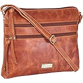 VALENCHI Real Genuine Leather Women's Crossbody Purse/Bag With Adjustable Strap