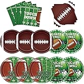 SJJPDYY Football Party Supplies Plates and Napkins Tableware Set Football Theme Party Decorations Including Paper Plates Napkins Cups for Football Birthday Party, 50 Guests(150pcs)