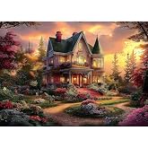 PuzzOne Puzzles for Adults 1000 Pieces - Victorian House at Sunset | Vintage Jigsaw Puzzle with Letters on Back for Family Decoration Party Game, Dust Free, 27.5