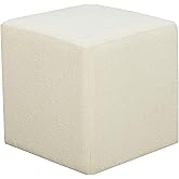 Studio Living Warren 18" Cube Ottoman, Urban Transitional, Fully Assembled, Soft Boucle Fabric, Snow