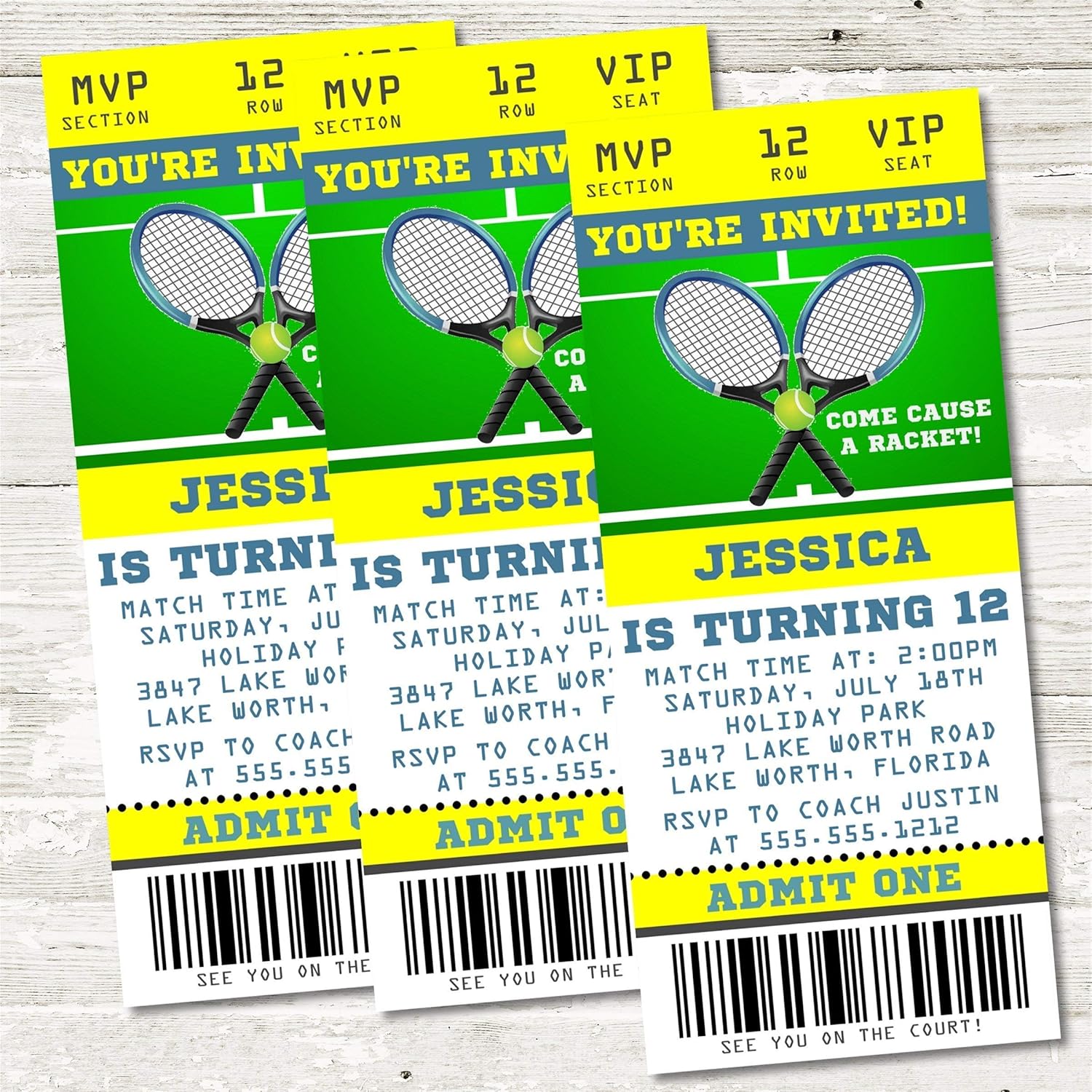 Amazon Com Tennis Birthday Party Ticket Invitations Tennis