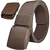 JIFANPAUL Men's Adjustable Tactical Belt, TSA Outdoor Military Nylon Canvas Webbing Work Belt,Metal-Free Elastic Stretch