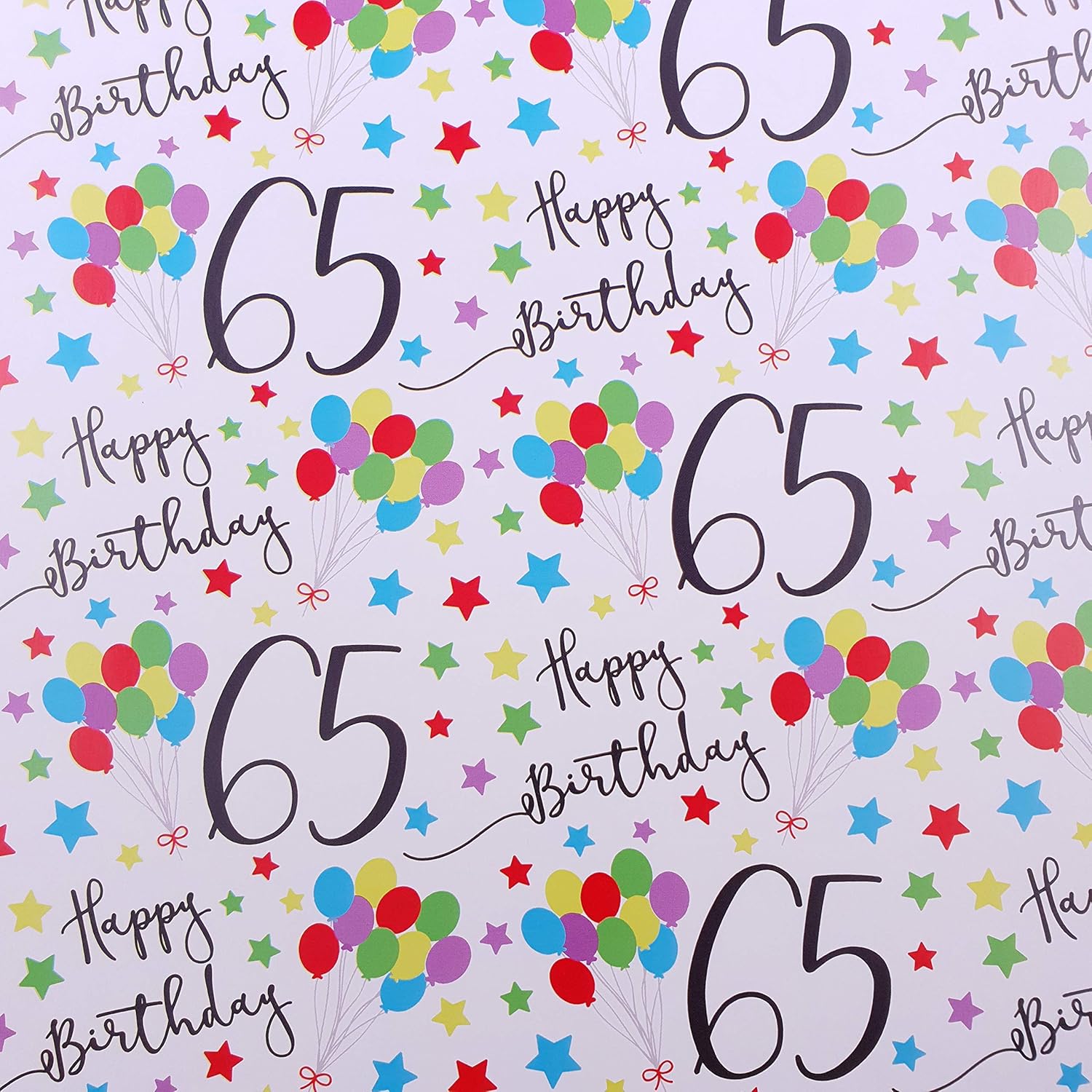 65th Birthday Gift Wrapping Paper & Gift Tags (1 Sheet & 2 Gift Tags