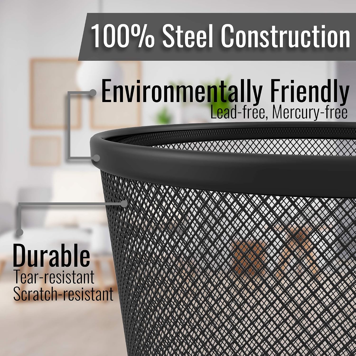Circular Mesh Waste Paper Bin, Lightweight Waste Basket Garbage Can - Image 5