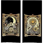 GCFET Witchy Black Dish Towels Set - Tarot Waffle Kitchen Towels, The Moon Sun Hand Towels, Gothic Tea Towels, Witchy Gifts, Gothic Gifts for Women(16x24, Set of 2)