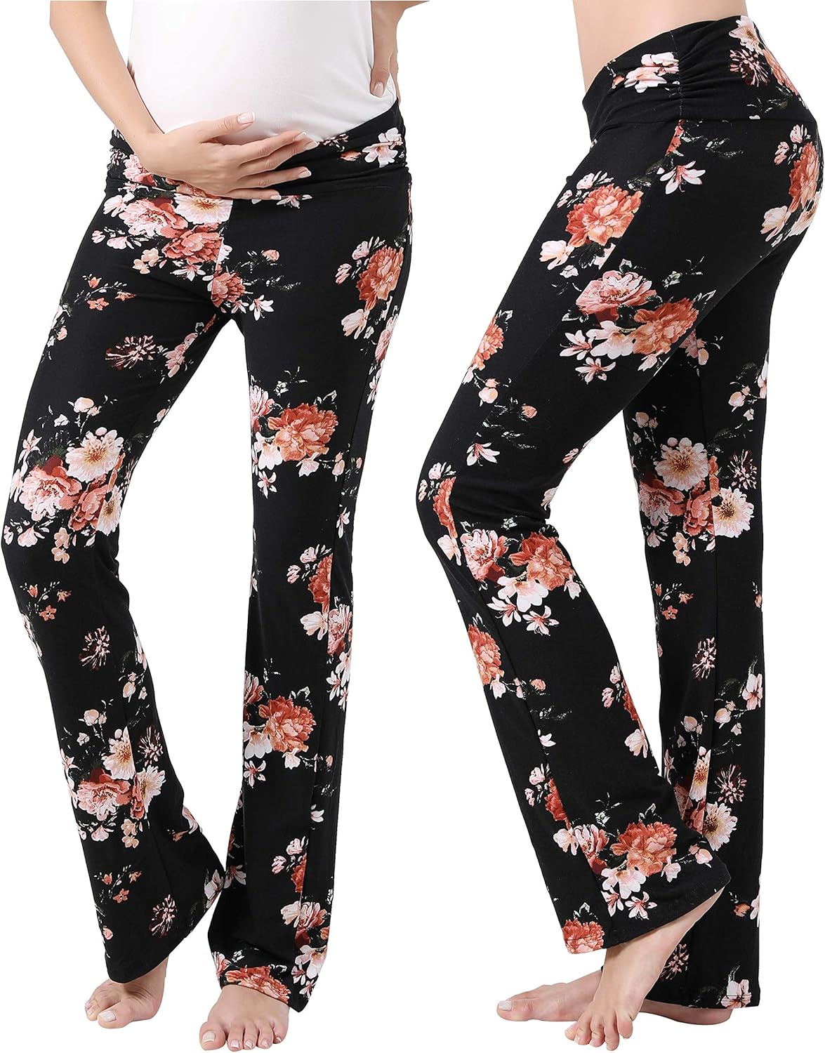 Women Maternity Pants Stretchy Comfy Wide Soft Palazzo Elastic Pregnancy Lounge Trousers at  Women’s Clothing store