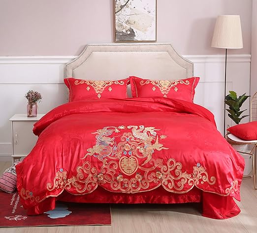 Amazon Com I Mart Queen Size Chinese Traditional Red Sheet Asian