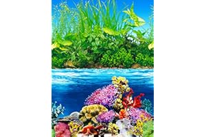 ELEBOX Fish Backgrounds Paper Double Sides Aquarium Background Picture, Colorful Fish Tank Background 16"x 40"