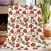 Strawberry Blanket Gifts for Women Girls Kids Adults, Super Soft Vintage Rustic Strawberry Stuff Blanket Gifts for Women, Warm Cozy Fuzzy Plush Fleece Flannel Blankets 50"x40" for Sofa Couch Bedding
