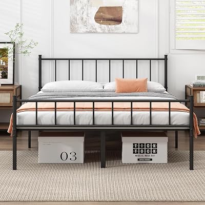 DIIYIV King Bed Frame-Classic Metal Platform Bed Frame,Mattress Foundation with Steel Slat Support,Under Foundation Storage,No Box Spring Needed, Easy Assembly, King Size