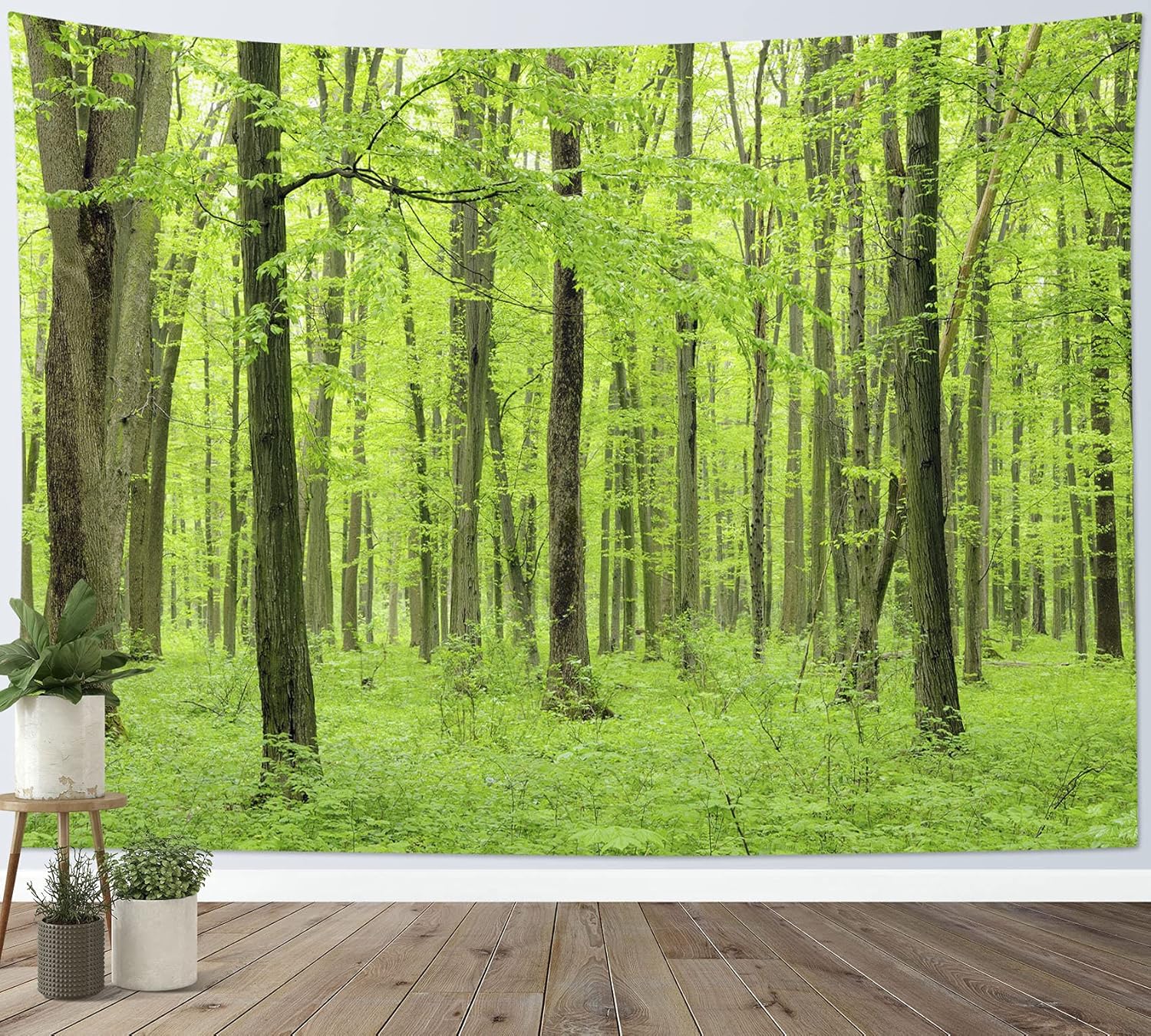 Amazon Co Jp Lb 自然風景タペストリー 癒しの緑の森 インテリア 多機能壁掛け ファブリック装飾用品 風景写真タペストリー おしゃれ モダンなアート 模様替え 部屋 窓カーテン 個性ギフト 新居祝い150ｘ100cm ホーム キッチン