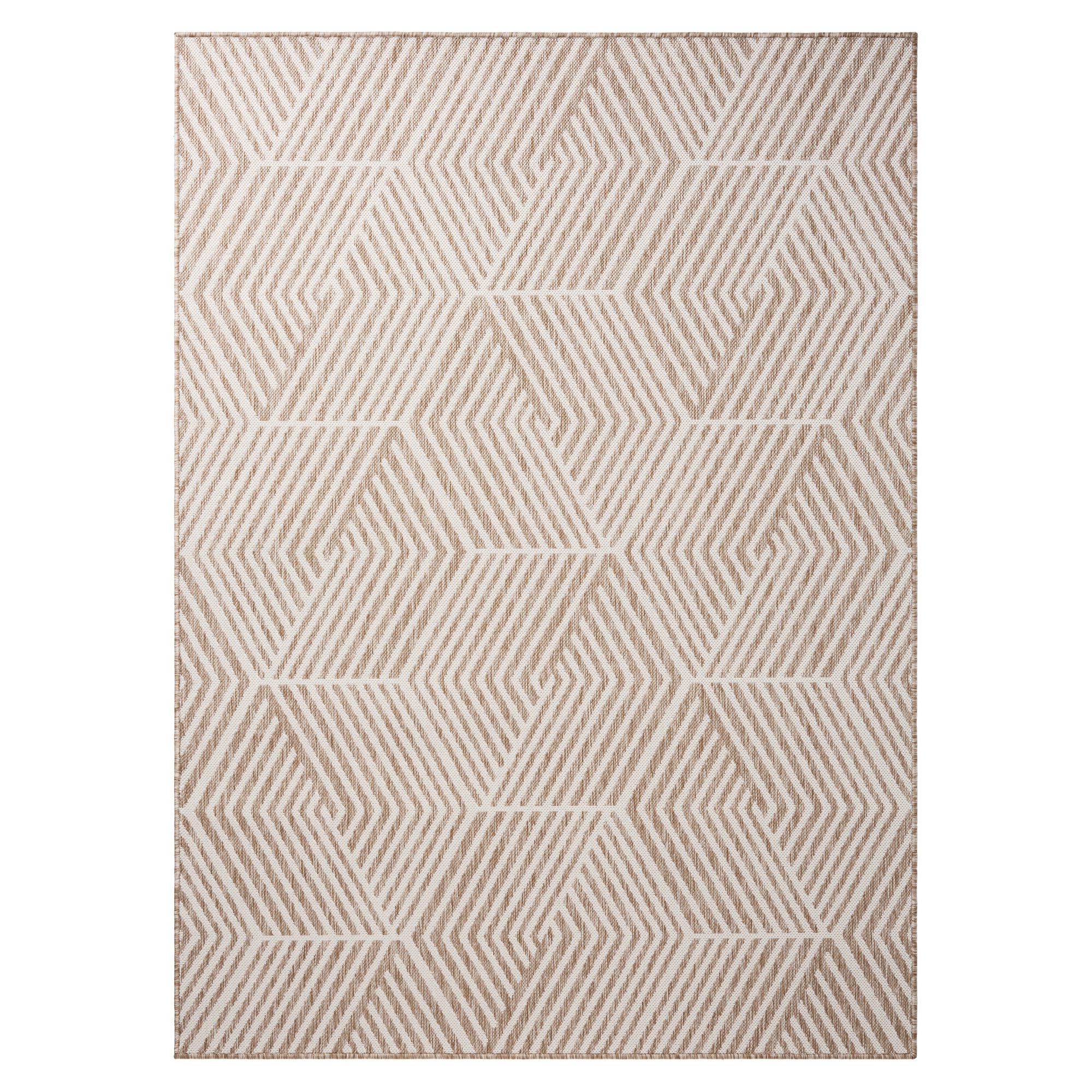 Photo 1 of **DIRTY FROM TRANSPORT **Nicole Miller New York Patio Country Ombre Geo Indoor Outdoor Area Rug, UV Fade Resistant, Low Pile, Beige/Cream, 6'6"x9'2"