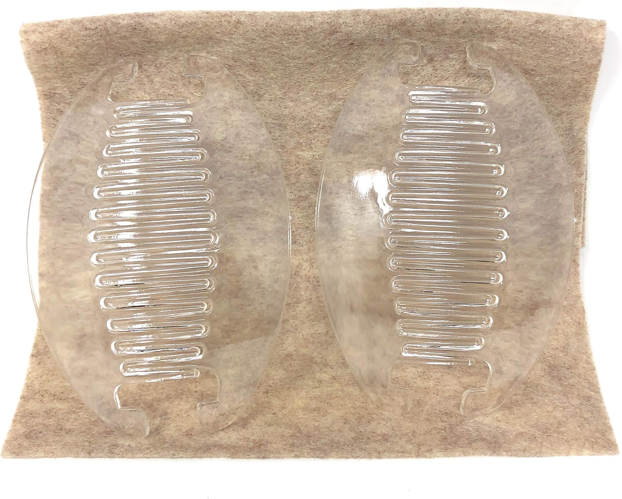 2 sets Jumbo Banana Comb Clip Thick Hair Riser Claw Interlocking Jaw Extra(Clear).