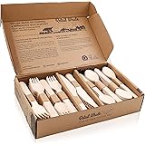 Disposable Wooden Cutlery Set – Compostable and Biodegradable Cutlery – Sturdy and Splinter-Free - 80 Wooden Forks, 80 Wooden