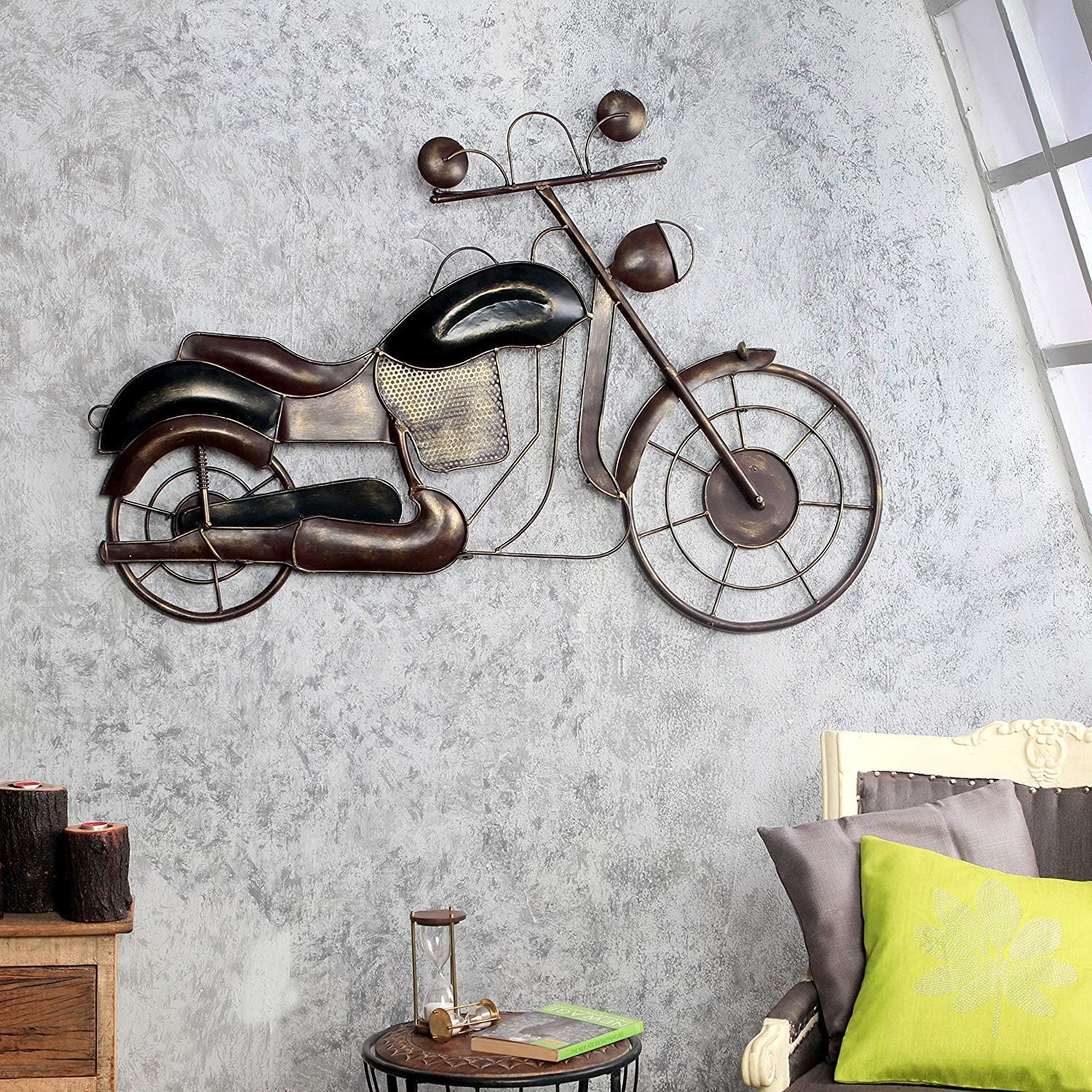 The India Craft Decorative Maverick Bike Wall-Hanging Artwork (Metal-Iron, 50x3x32 Inches)