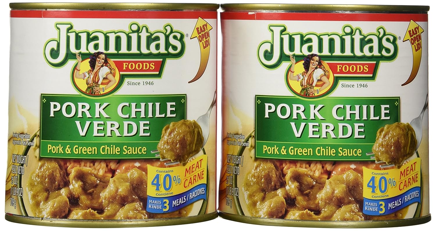 Juanita's CHILE VERDE Pork & Green Chile Sauce 25oz (2 Cans)