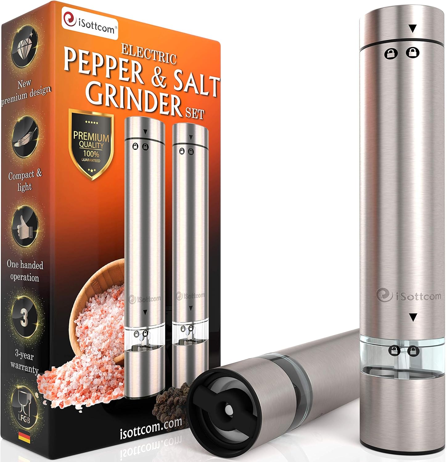 Electric Salt and Pepper Grinder Premium Electronic Stainless Steel