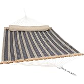 Sunnydaze Quilted Double Hammock for Outside with Pillow, Mountainside | 450 lb Capacity, 74" x 55" Bed, 2-Person Hammock without Stand, Large Heavy-Duty Outdoor Hammock for Backyard or Patio