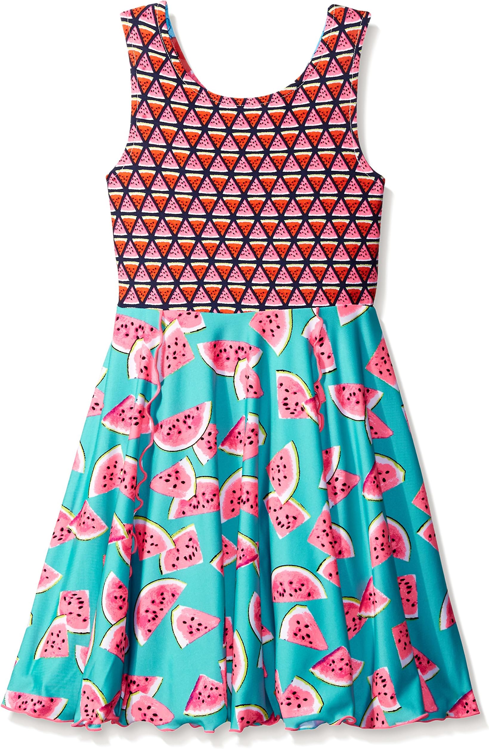 Youngland Girls' Watermelon Print To Floral/Chevron Flip and Twirl Dress