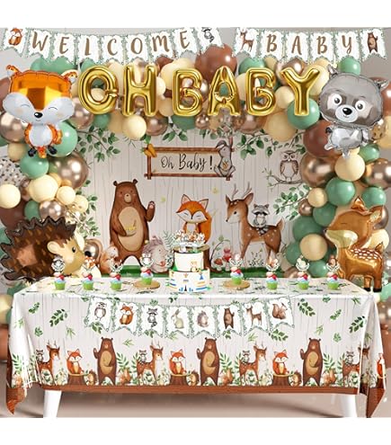 Whaline Wald-Konfetti – 400 Stück, 7 Tiermotive (Fuchs, Bär, Hirsch), Für Babyparty, Tischdeko & Mehr