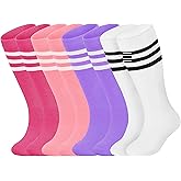 Sea Zaela 4 Pairs Kids Halloween Striped Knee-High Crew Length Socks, Unisex, Casual, 1-6 Years, Small, Red, 4 Count