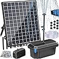 POPOSOAP Solar Water Pump with Pond Filter, 25W Solar Pond Filter with Fountain Pump Water Flow Adjustable, Pond Filter with Tubing for Outdoor Ponds Fish Tank Pool Garden Water Feature Waterfall