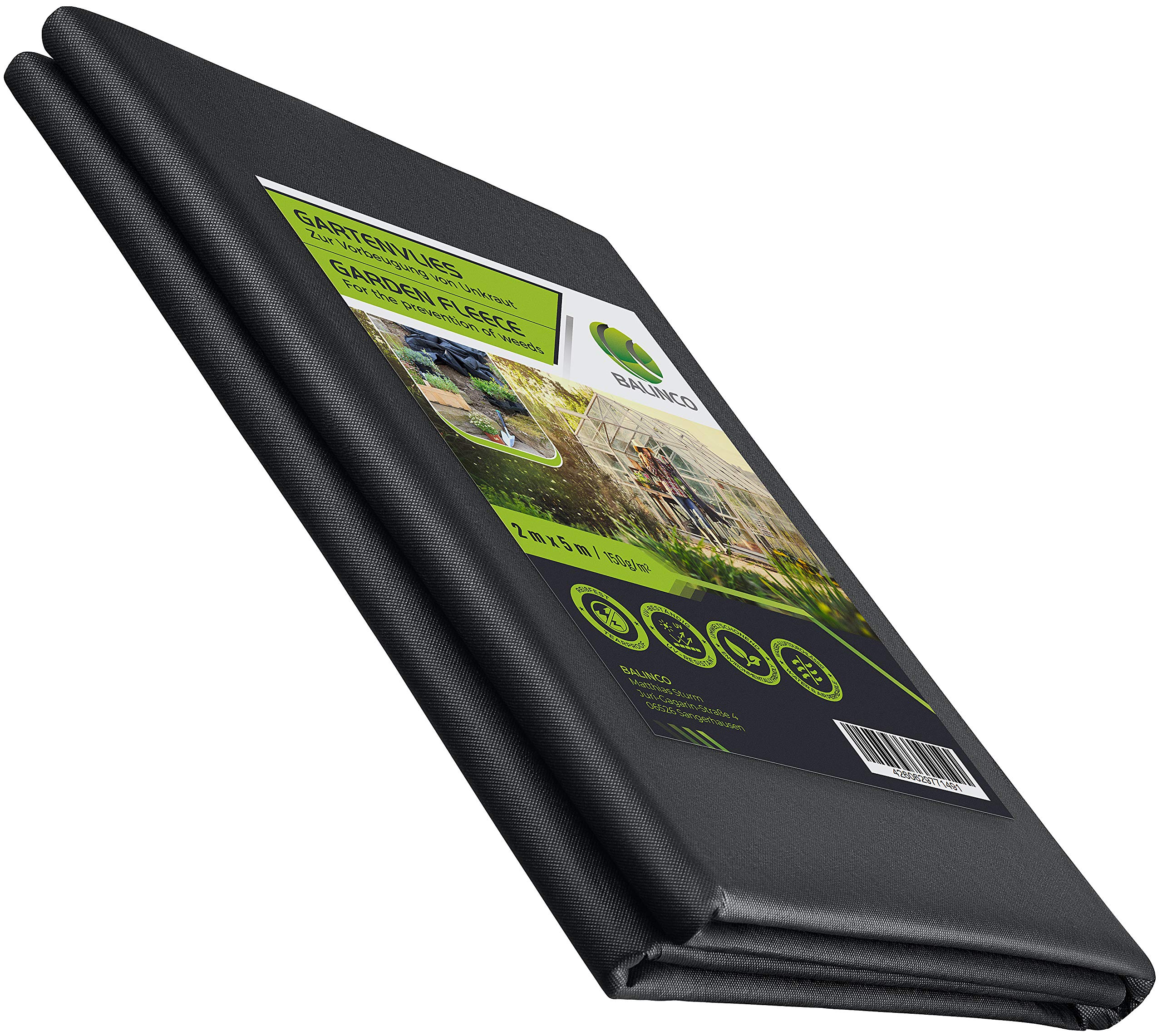 Balinco Weed fleece 150g/m² | Weed foil | Garden fleece against weeds - tear-resistant, water-permeable & high UV stabilisation (10m² (5m x 2m))