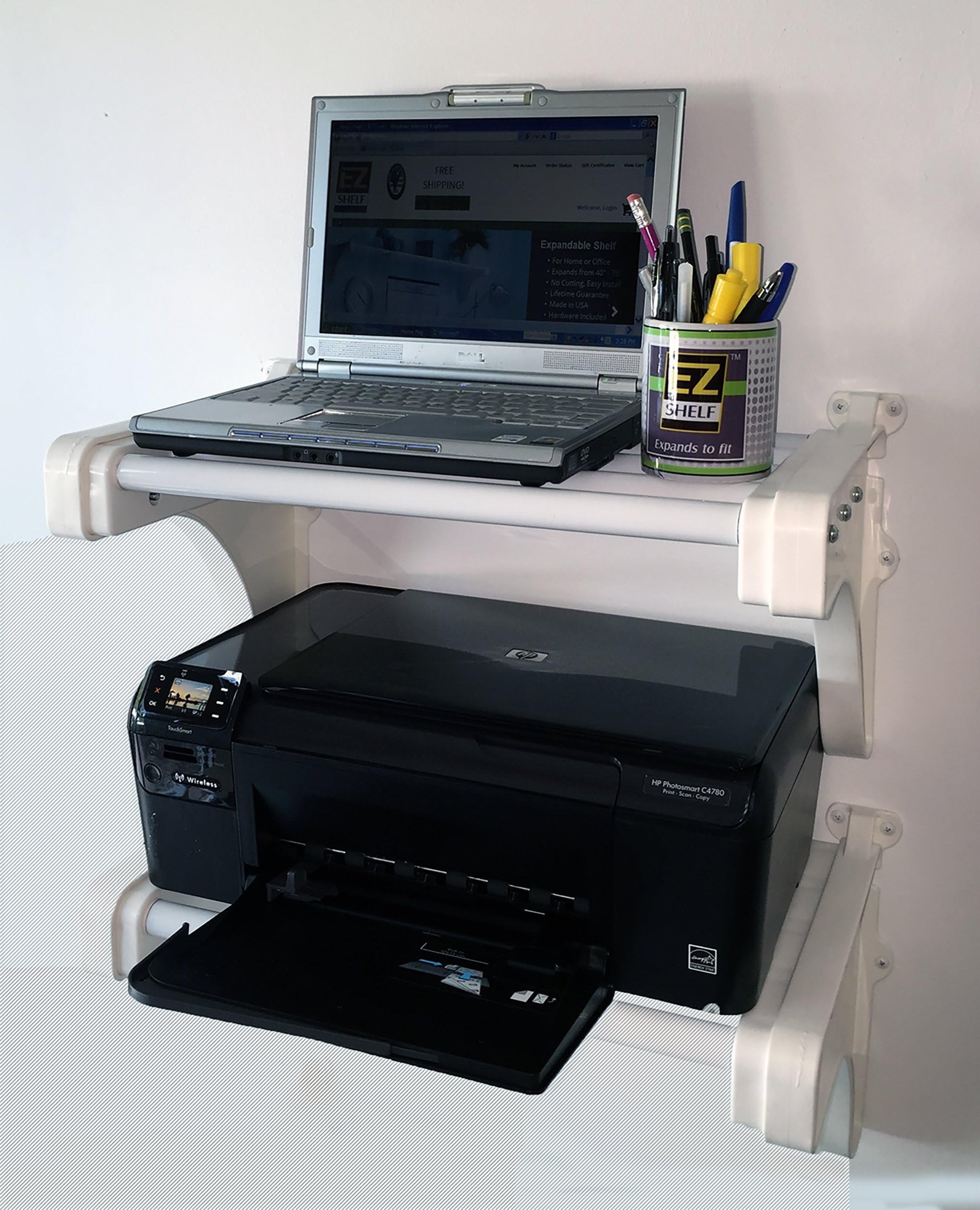 Ez Shelf - DIY Expandable 19.5" - 29" Wide, Computer Shelf, Printer Shelf, Stereo Shelf, Linen Shelf, Book Shelf (2)