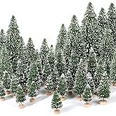30Pcs Mini Christmas Trees Artificial Christmas Tree Bottle Brush Trees with Wooden Base for Christmas Decor Christmas Party Home Table Craft Decorations(Green-A)
