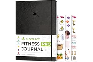 Clever Fox Fitness Journal PRO – Daily Workout Planner with Meal Planner & Habit Tracker – Gym Exercise Log Book for Women & Men – Fitness Planner Notebook – Lasts 6 Months, 7x10” - Black