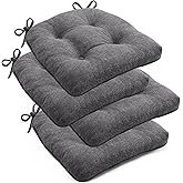 anfutek Chair Cushions Set of 4 for Dining Chairs, 16.5"x15.5" Kitchen Chair Pads with Memory Foam, Non-Slip Bottom & Ties, Tufted Indoor Seat Cushions for Home Use – Dark Grey