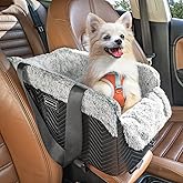 PETSFIT Center Console Dog Car Seat, Portable Car Seat for Dogs with Safe Protective Hooks, Luxury Dog Car Seats for Small Do