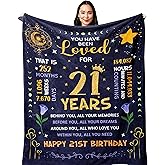 POQUSH 21st Birthday Gifts for Her, 21st Birthday Decorations Blanket 60"x50", 21 Year Old Birthday Gifts for Her Female Girl, Happy 21st Birthday