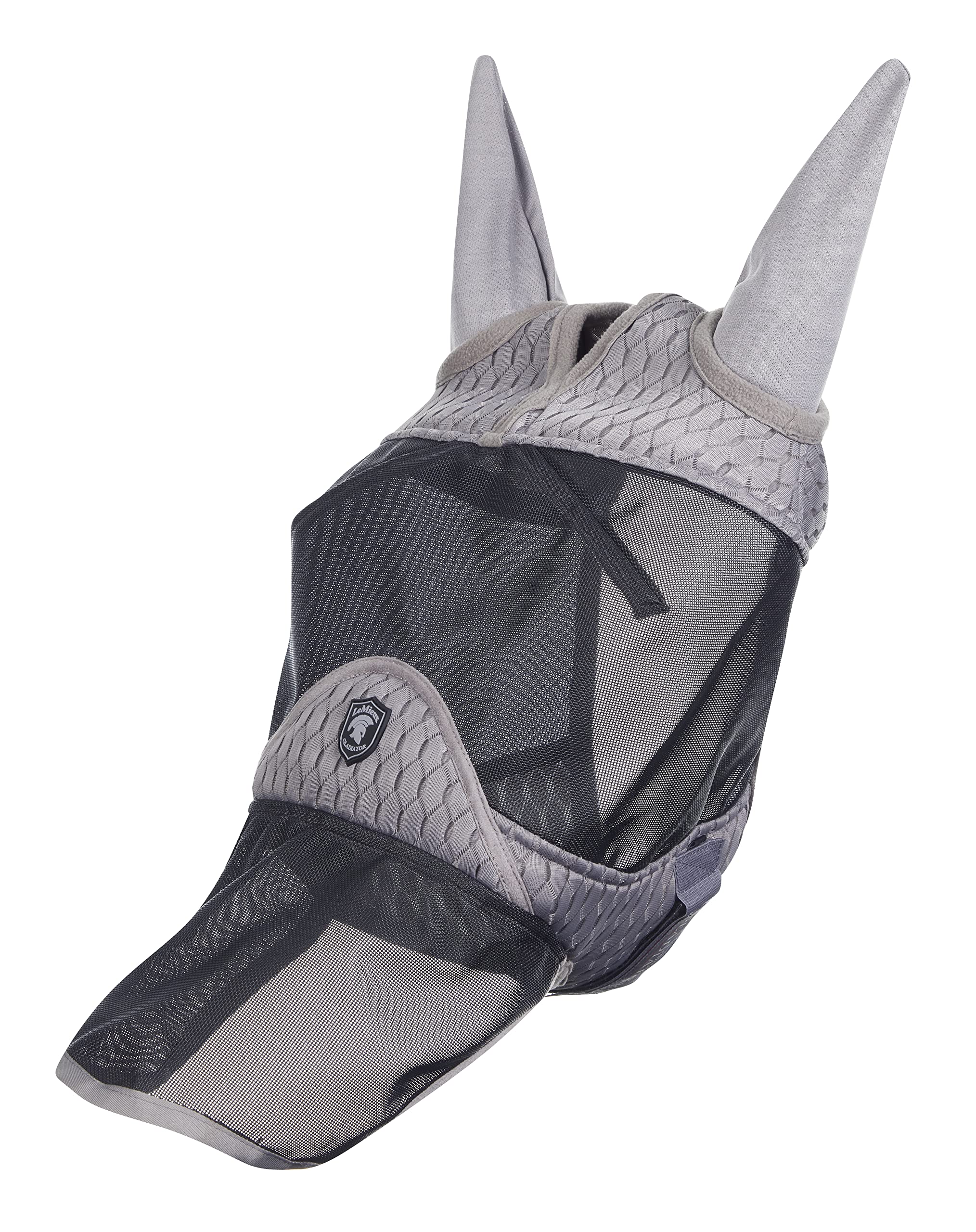 LeMieux Horse Gladiator Full Mask in Grey - 4 Way Stretch Lycra - Breathable Mesh - Small