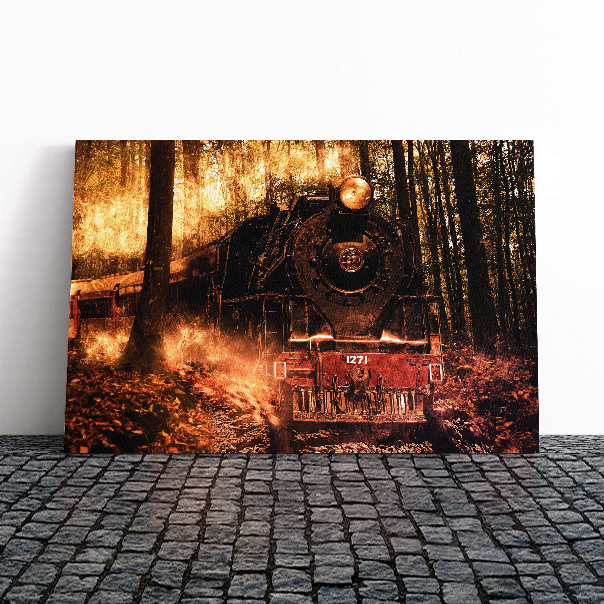 Steam Train (6) Canvas Print | Gallery Wrapped 30mm Frame Wall Art | 20x14 inches | Ready to Hang | Retro Vehicles Picture | Living Room Bedroom Lounge Office
