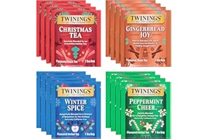 Twinings Christmas Holiday Variety Tea Bag Pack (20 Count), 4 Flavors Include Christmas Tea, Winter Spice, Gingerbread Joy, Peppermint Cheer, Seasonal Gift for Her, Him, Family, Friends