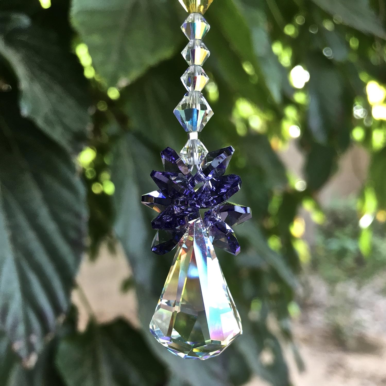 Raindrop Suncatcher, Crystal and Purple, Swarovski Crystal