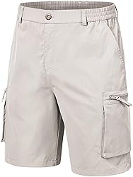 QPNGRP Men's 9" Inseam Stretch Waist Zipper Cargo