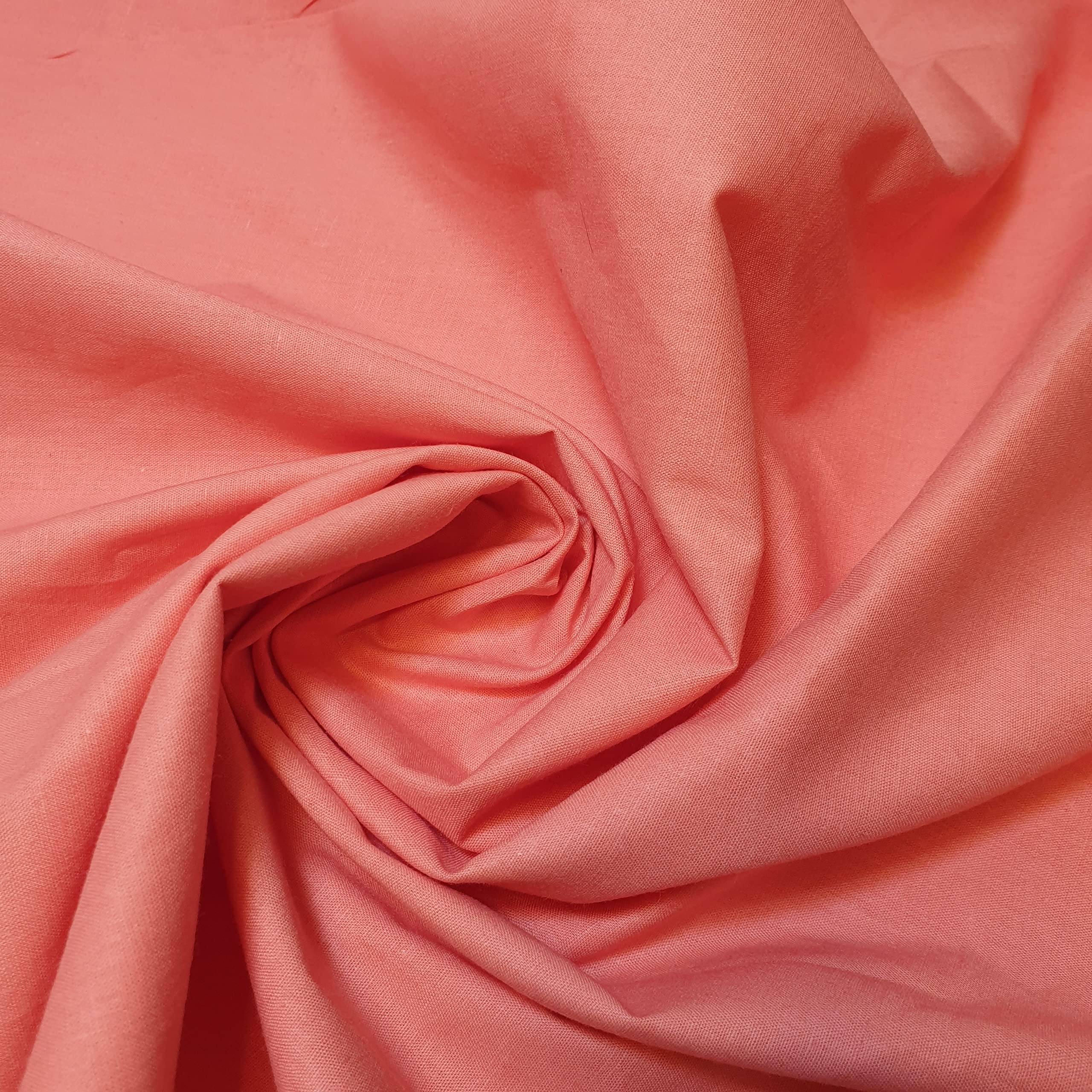 100% Egyptian Cotton Fabric Cambric Poplin Soft Dress Material/Art and Craft/Cotton Fabric Sold by Meter UK 44" (5 Meter, Coral)