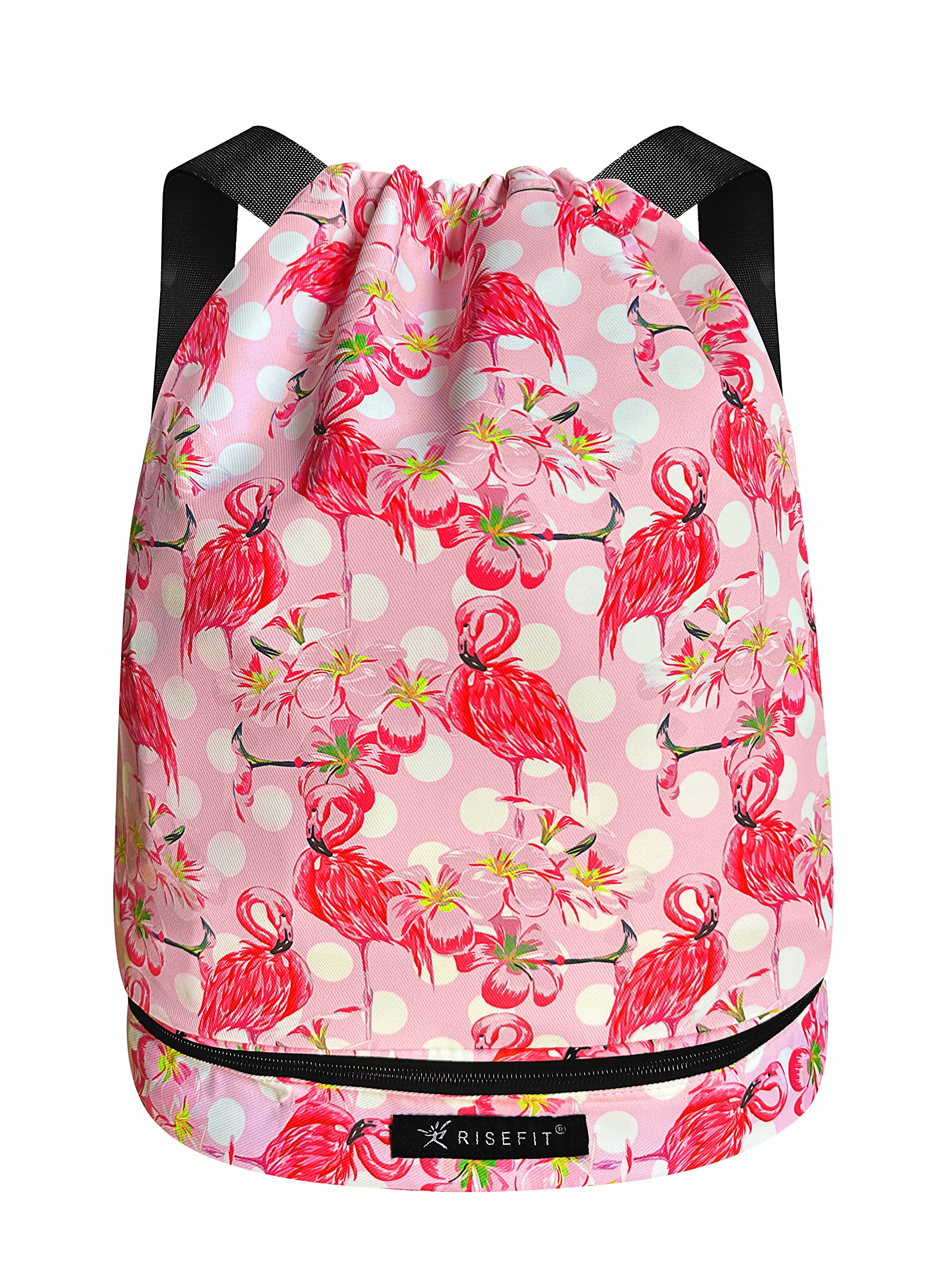 Risefit Drawstring Bags Swimming Bag for Kids Adults Waterproof String Bag Drawstring Gym Bag Beach Bags with Wide Straps Boys Girls