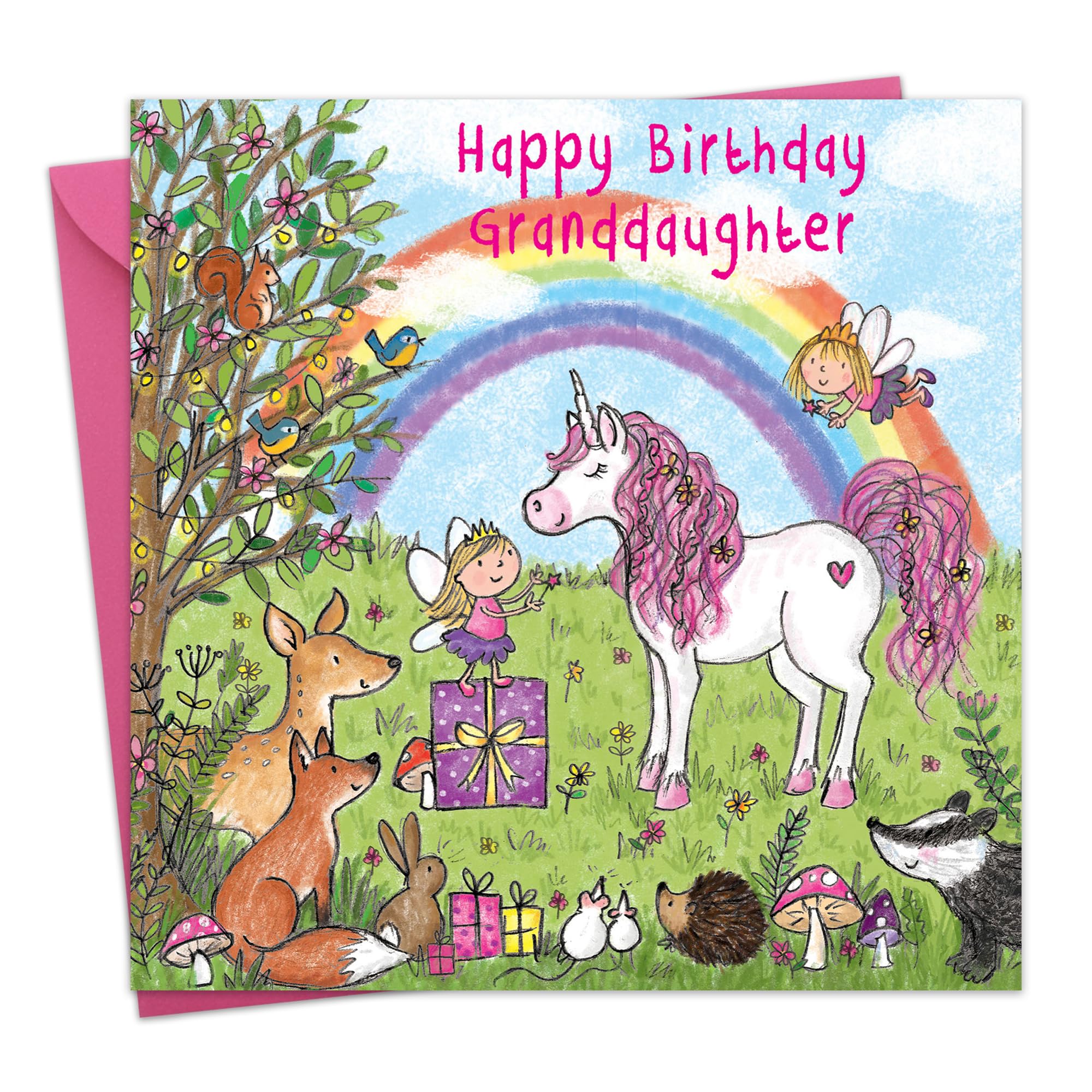 Twizler Happy Birthday Card for Granddaughter with Magical Unicorn - Granddaughter Birthday Card - Childrens Birthday Card - Girls Birthday Card for Granddaughter - Granddaughter Gifts